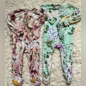 Posh Peanut Floral Zipper footies 3-6 months